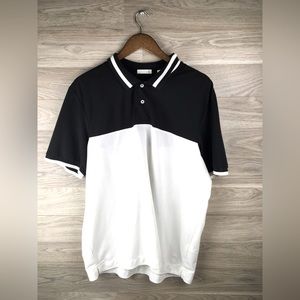 Tasc Men's XL Organic Cotton & Bamboo Short Sleeve Polo Colorblock Black & White